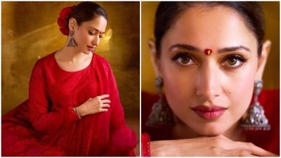 Tamannaah Bhatia embraces the colour of Shakti. Tamannaah Bhatia embraces the colour of Shakti.