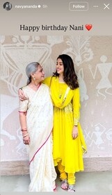Navya wished Nani Jaya on her Instagram Stories (Instagram) Navya wished Nani Jaya on her Instagram Stories (Instagram)