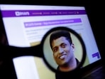 Byju's owner Byju Raveendran photo is seen on his company web page in this illustration.
