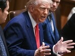 US President Donald Trump, alongside Secretary of State Marco Rubio (L) and Secretary of Defense Pete Hegseth (R), speaks during a cabinet meeting in the Cabinet Room of the White House. US President Donald Trump, alongside Secretary of State Marco Rubio (L) and Secretary of Defense Pete Hegseth (R), speaks during a cabinet meeting in the Cabinet Room of the White House.