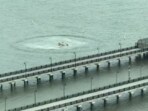 A helicopter crashed into the Hudson River on Thursday A helicopter crashed into the Hudson River on Thursday