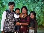 Jagdish Patel and Vaishaliben Patel with their children Dharmik, 3, and Vihangi, 11.
