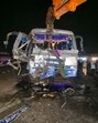 The Punjab Roadways bus which rammed into a crane in Karnal on Tuesday night. (HT Photo) The Punjab Roadways bus which rammed into a crane in Karnal on Tuesday night. (HT Photo)