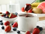 Strawberry dipped in hot chocolate is one good combination. Strawberry dipped in hot chocolate is one good combination.