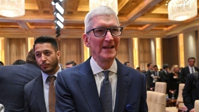 Tim Cook, CEO of Apple, reportedly urged Trump in private meetings to reconsider tariffs, especially those that would affect Apple products and American tech competitiveness. March 23, 2025. (AP/PTI) (AP) Tim Cook, CEO of Apple, reportedly urged Trump in private meetings to reconsider tariffs, especially those that would affect Apple products and American tech competitiveness. March 23, 2025. (AP/PTI) (AP)