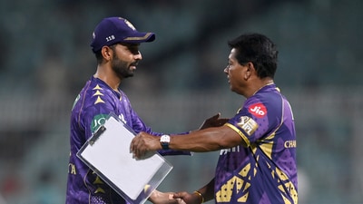 Kolkata Knight Riders' captain Ajinkya Rahane with head coach Chandrakant Pandit (REUTERS)