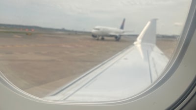 A plane carrying lawmakers was struck by another aircraft while taxiing at Ronald Reagan Washington National Airport. (X/ Congressman Nick LaLota) A plane carrying lawmakers was struck by another aircraft while taxiing at Ronald Reagan Washington National Airport. (X/ Congressman Nick LaLota)