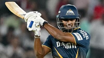 Gujarat Titans' Sai Sudharsan in action against Rajasthan Royals. (AFP) Gujarat Titans' Sai Sudharsan in action against Rajasthan Royals. (AFP)
