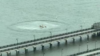 A helicopter crashed into the Hudson River on Thursday (X/AZ Intel) A helicopter crashed into the Hudson River on Thursday (X/AZ Intel)