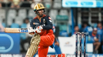 Jitesh Sharma plays a shot against Mumbai Indians (PTI)