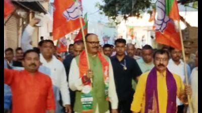 UP deputy CM Brajesh Pathak during his visit to a ward in Lucknow on April 10. (Sourced)