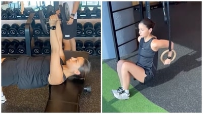 Alia Bhatt works hard at the gym. Alia Bhatt works hard at the gym.