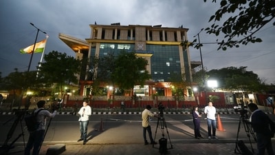 Roads around the NIA headquarters were empty and sealed off, with vehicle movement halted. TV reporters broadcasted live amid tight security, even as it was a holiday for Mahavir Jayanti. (HT Photo/Sanchit Khanna) Roads around the NIA headquarters were empty and sealed off, with vehicle movement halted. TV reporters broadcasted live amid tight security, even as it was a holiday for Mahavir Jayanti. (HT Photo/Sanchit Khanna)