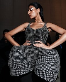 A model wears a Bandhani dress by Rahul Mishra A model wears a Bandhani dress by Rahul Mishra