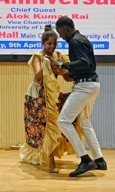 Nandini Joomuck and Mohd Dicko presenting Sega dance from Mauritius (MushtaqAli/HT)