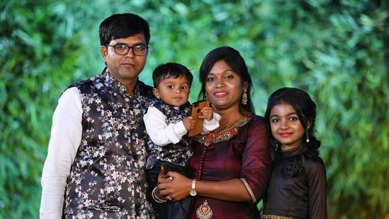 Jagdish Patel and Vaishaliben Patel with their children Dharmik, 3, and Vihangi, 11. (File pic through arrangement)