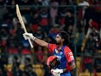Delhi Capitals' KL Rahul gestures to the crowd as he celebrates his team's win. Delhi Capitals' KL Rahul gestures to the crowd as he celebrates his team's win.