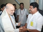 Nainar Nagendran with union home minister Amit Shah. Nainar Nagendran with union home minister Amit Shah.