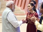 Nushrratt Bharuccha met PM Modi at an event recently. Nushrratt Bharuccha met PM Modi at an event recently.