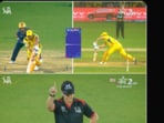 MS Dhoni was given out LBW MS Dhoni was given out LBW