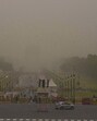 Visuals from the Kartavya Path during a dust storm in New Delhi on Thursday evening. (PTI Photo) Visuals from the Kartavya Path during a dust storm in New Delhi on Thursday evening. (PTI Photo)
