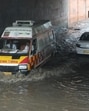 Waterlogging near Daliganj underpass after heavy rain in Lucknow on Thursday. (Deepak Gupta/HT)