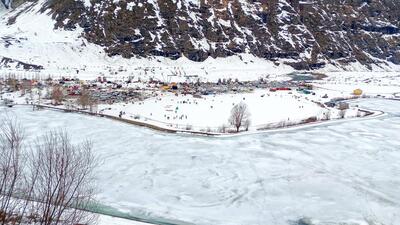 A sheet of snow over the Sissu Lake in Lahaul-Spiti. (ANI Photo) A sheet of snow over the Sissu Lake in Lahaul-Spiti. (ANI Photo)