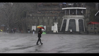According to the IMD, Gohar in Mandi district recorded the highest rainfall at 19 mm, followed by Pandokhar in the same district (14 mm). (Deepak Sansta/HT) According to the IMD, Gohar in Mandi district recorded the highest rainfall at 19 mm, followed by Pandokhar in the same district (14 mm). (Deepak Sansta/HT)
