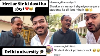 Assistant professor Bhaskar Mishra with student and content creator Ashish Sharma. Assistant professor Bhaskar Mishra with student and content creator Ashish Sharma.