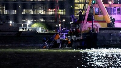 A helicopter crashed into the Hudson River on Thursday (AFP) A helicopter crashed into the Hudson River on Thursday (AFP)
