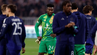 Manchester United's Andre Onana reacts after the match (Action Images via Reuters)