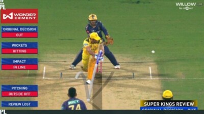 MS Dhoni was given out LBW MS Dhoni was given out LBW