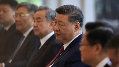Chinese President Xi Jinping attends a bilateral meeting with Spanish Prime Minister Pedro Sanchez, unseen at Diaoyutai Guest House in Beijing, China, Friday, April 11, 2025. (AP) Chinese President Xi Jinping attends a bilateral meeting with Spanish Prime Minister Pedro Sanchez, unseen at Diaoyutai Guest House in Beijing, China, Friday, April 11, 2025. (AP)