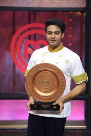 Gaurav Khanna with the Celebrity MasterChef trophy. Gaurav Khanna with the Celebrity MasterChef trophy.