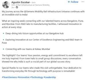 Agustin Escobar's post on India. (LinkedIn/Agustin Escobar) Agustin Escobar's post on India. (LinkedIn/Agustin Escobar)