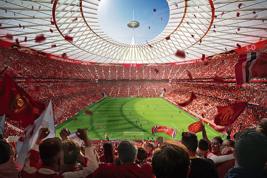The club’s signature red will feature prominently. (Foster + Partners) The club’s signature red will feature prominently. (Foster + Partners)