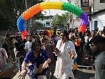 Members of LGBTQIA+ communities and allies taking out Awadh Queer Pride March in Lucknow