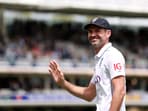 England's James Anderson reacts after his final Test match