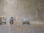 Vehicles ply on road amid a dust storm, in New Delhi, Thursday, April 10, 2025. Vehicles ply on road amid a dust storm, in New Delhi, Thursday, April 10, 2025.