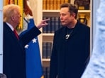 US President Donald Trump and Elon Musk (R) speak to each other. US President Donald Trump and Elon Musk (R) speak to each other.