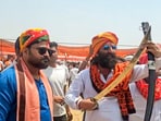 Karni Sena members were seen brandishing guns and swords during rallies celebrating the birth anniversary of Rana Sanga Karni Sena members were seen brandishing guns and swords during rallies celebrating the birth anniversary of Rana Sanga