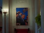 Donald Trump’s post-assassination attempt painting displayed at the White House, replacing Barack Obama’s portrait.