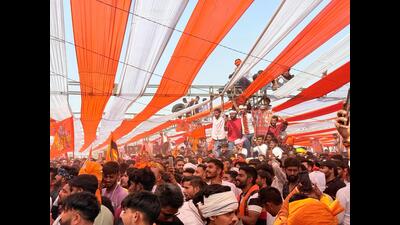 A view of the rally organised on the outskirts of Agra on Saturday (HT Photo) A view of the rally organised on the outskirts of Agra on Saturday (HT Photo)
