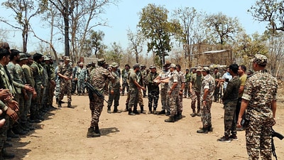 Security personnel in a camp in Chhattisgarh. (ANI) (ANI) Security personnel in a camp in Chhattisgarh. (ANI) (ANI)