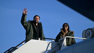 JD and Usha Vance arrived at the US military's Pituffik Space Base in Greenland in Air Force Two. &nbsp;Jim Watson/Pool via REUTERS/File Photo (via REUTERS)