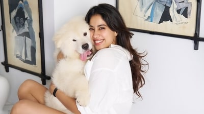 Janhvi Kapoor shared new pictures with an adorable dog on her Instagram.