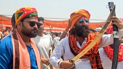 Karni Sena members were seen brandishing guns and swords during rallies celebrating the birth anniversary of Rana Sanga (PTI)
