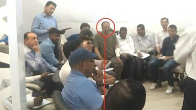 The photos seemingly featuring Manish Gupta, the husband of CM Rekha Gupta, as shared by Atishi on her X. (X-@AtishiAAP) The photos seemingly featuring Manish Gupta, the husband of CM Rekha Gupta, as shared by Atishi on her X. (X-@AtishiAAP)