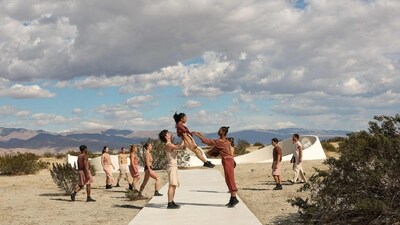 Dancers perform in front of French-American artist Sarah Meyohas' piece in the Coachella Valley near Desert Hot Springs, California, on March 7, 2025. (Photo by VALERIE MACON / AFP) (AFP) Dancers perform in front of French-American artist Sarah Meyohas' piece in the Coachella Valley near Desert Hot Springs, California, on March 7, 2025. (Photo by VALERIE MACON / AFP) (AFP)