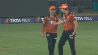 Ishan Kishan's fielding act leaves Pat Cummins scratching his head. (Screengrab - JioHotstar)